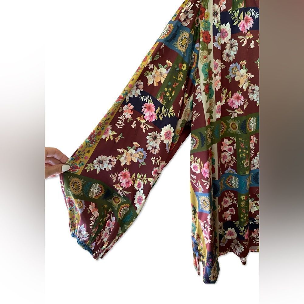 Johnny Was Laurie Milan Blouse print silk vintage boho plus size peasant Sz XXL - Picture 10 of 16